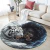 Yin Yang Tiger Lion Round Area Rug,Carpet Rug for Living Room Bedroom Sofa Playroom Decor,Non-slip Floor Mat