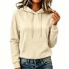 Women's Fashion Long Sleeve Hoodie Pullover Sweatshirt Solid Color Pocket Casual Pullover Sweatshirt with Drawstring Hood and Front Pocket