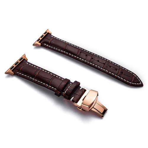 Leather strap for Apple watch band 44mm 40mm 45mm 41mm 49mm 42mm 38mm Butterfly buckle Bracelet iwatch serie 3 5 6 se 7 8 ultra