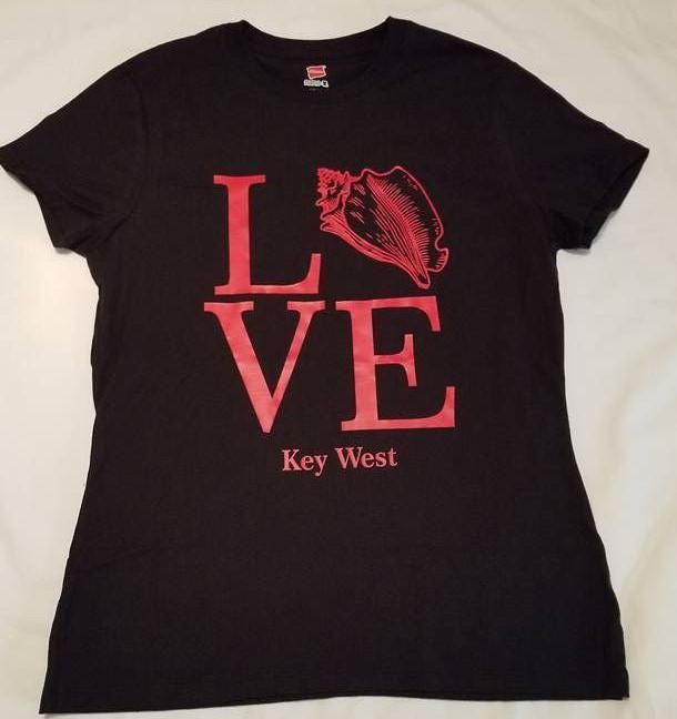 Key West Love Conch T shirt tee Florida Keys Conch Republic Palm Tree S