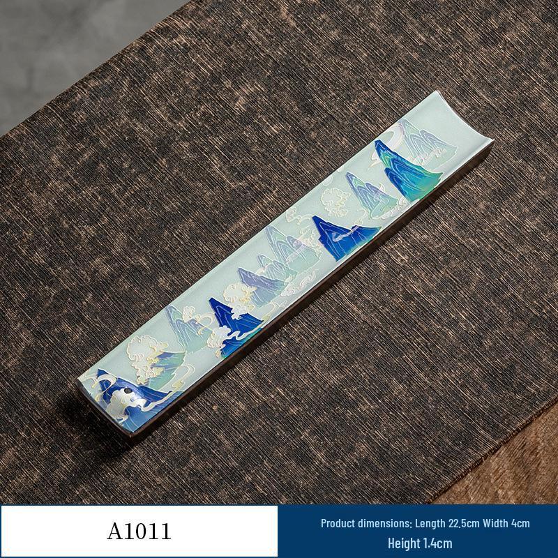 Guochao River & Mountain Ceramic Incense Holder - Retro Incense Stick Tray for Indoor Use