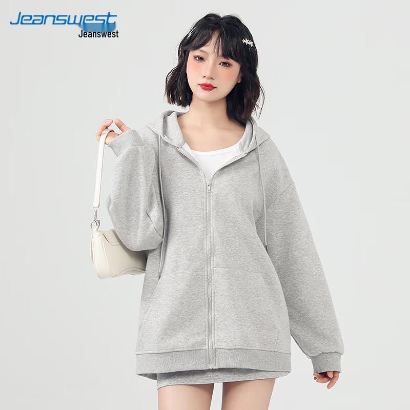 JEANSWEST Unisex Hooded Zip Sweatshirt