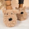 Cartoon Puppy Pluizige Bont Binnenslippers Dames Winter Dikke Bodem Bontzachte Mules Slippers Warm Pluche Huispantoffels voor Dames
