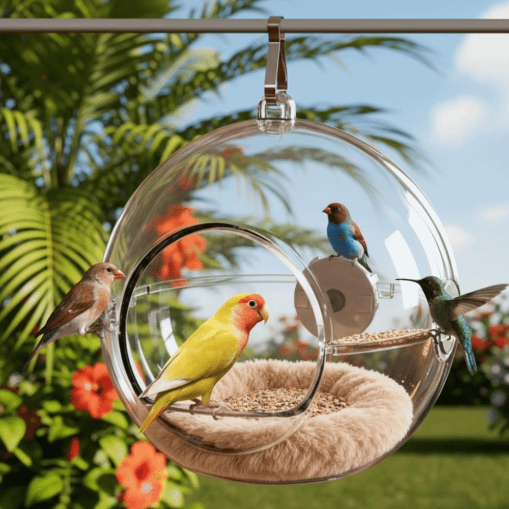 Spherical Transparent Bird Nest Hanging Bite Resistant Pigeon House Wear-resistant Thickened Squirrel Bed For Parrots Budgies