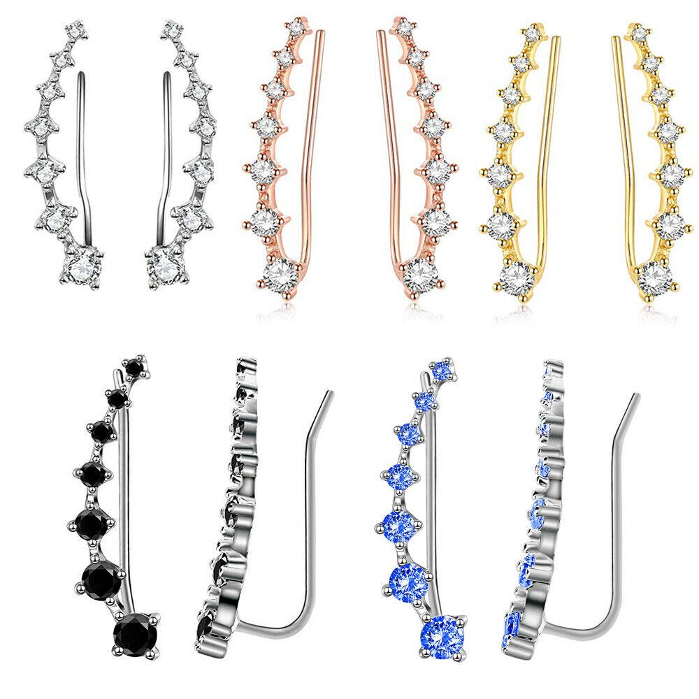 

1 пара смелых изогнутых хрящевых серег с фианитом, модные массивные серьги с квадратными ушками, ювелирные изделия для альпинистов розового золота