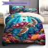 Colorful Sea Turtle Pattern Bedding Set Quilt Cover Pillowcase Home Decor Gift (1 * Duvet Cover + 2 * Pillowcase, Without Core)