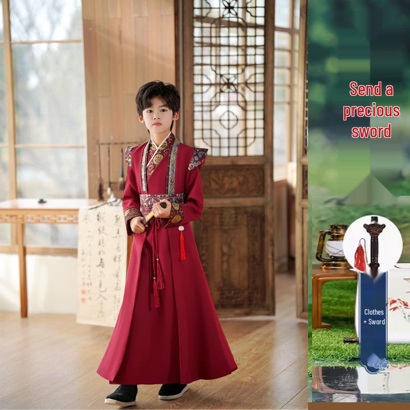 Boys' Traditional Hanfu Costume: 2026 Young Master Chinese Tang Suit for National Studies Performance