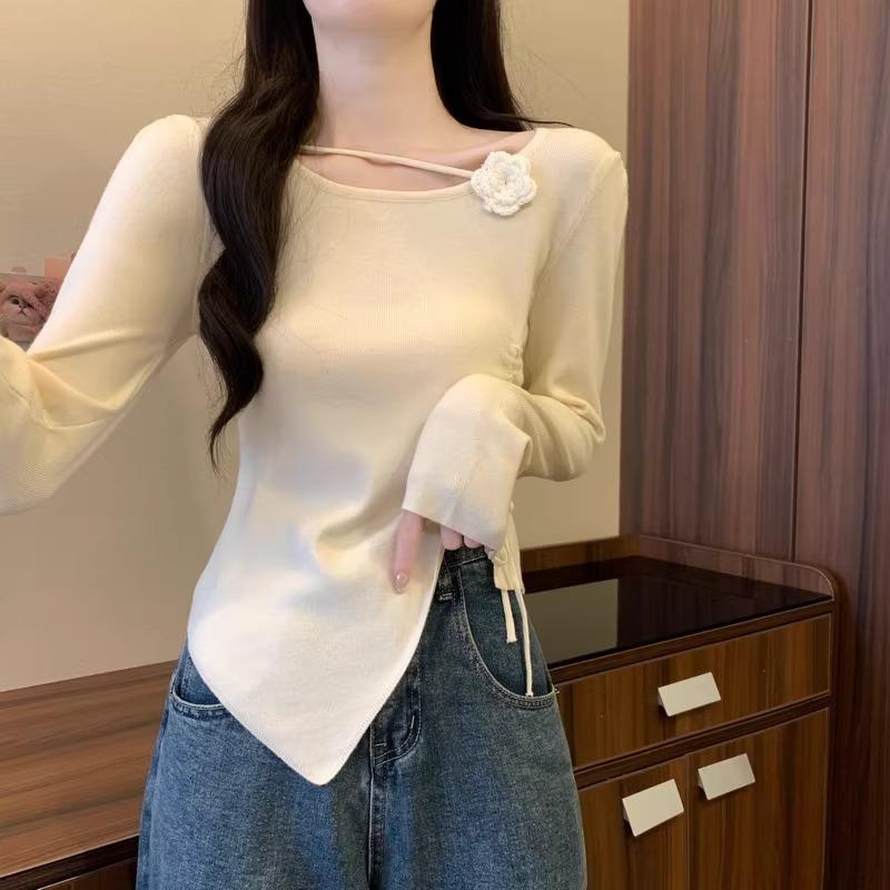 Design Sense Niche Irregular Slim Short Top Women's Autumn New Inner Bottom Knitted Sweater