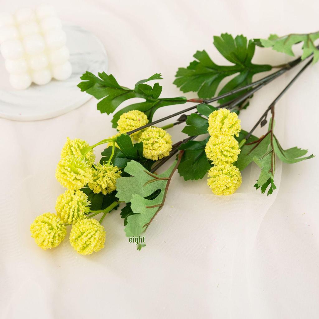 Baihuabang 12 Dandelion and Chrysanthemum Artificial Table Tennis Flower Ornaments with Golden Ball Decor.