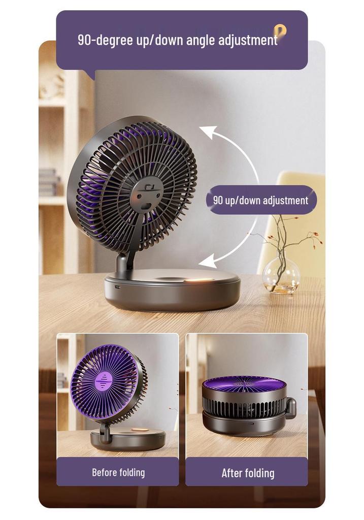 4800mAh Wall-Mounted Silent Folding Luminous Fan for Desktop, Office, or Student Use