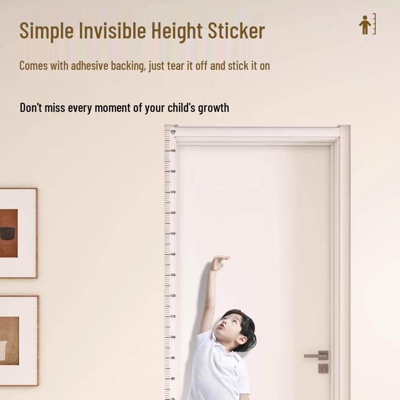 Transparent Removable Height Chart Sticker for Kids - Accurate Wall Measurement