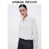 Women's Pleated Textured Lapel Blouse