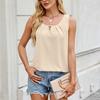 Sleeveless Tank Top for Women with Pleated Front and Keyhole Suitable for Casual Daily Wear