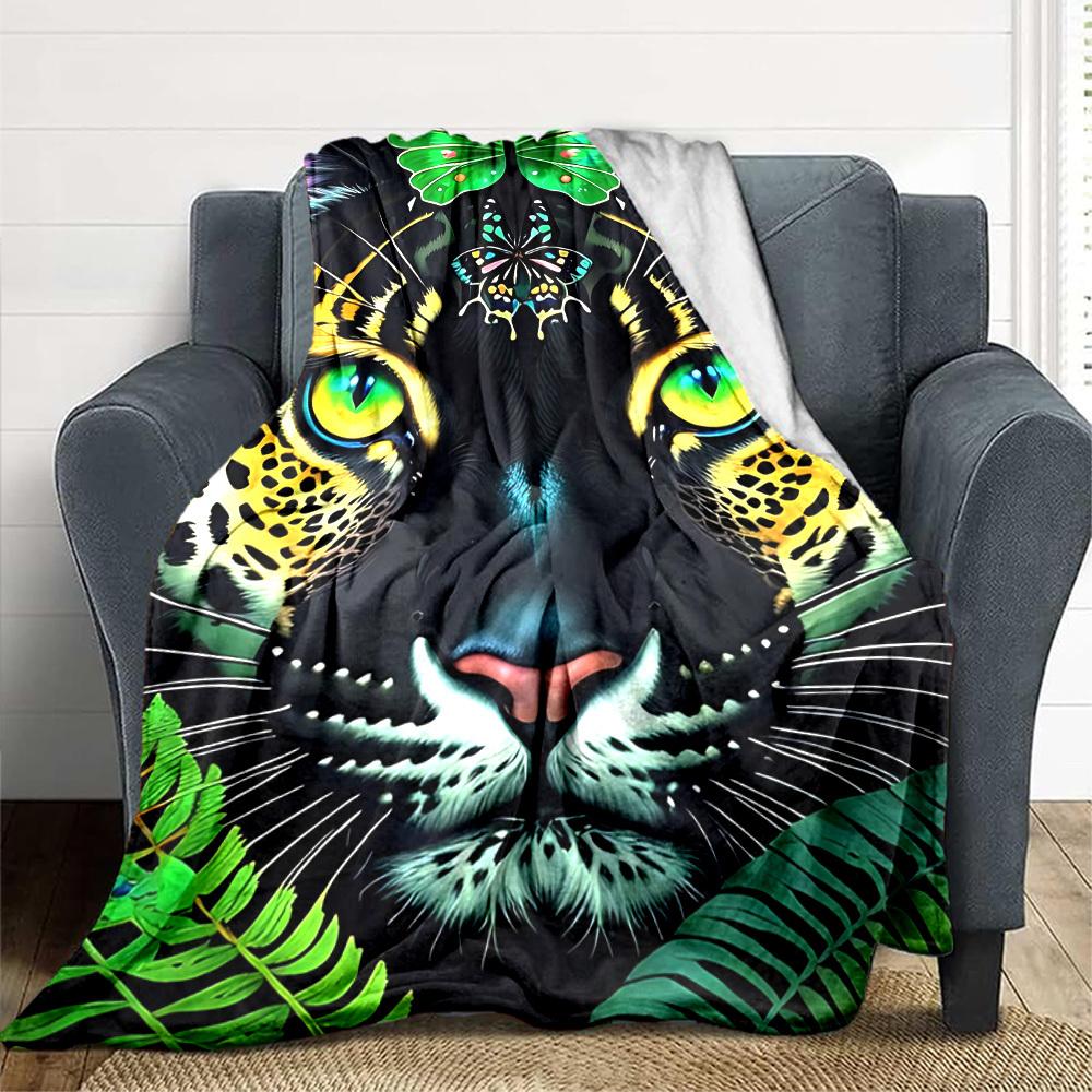 

1pc Tiger Print Blanket Lightweight Blanket Throw Blanket For Sofa, Bed, Travel, Camping, Livingroom, Office yy251010069 75x90cm