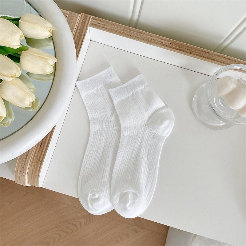Summer Thin Perforated Mesh Socks for Women, Short Ballet-style Pure Cotton Short Socks for Women