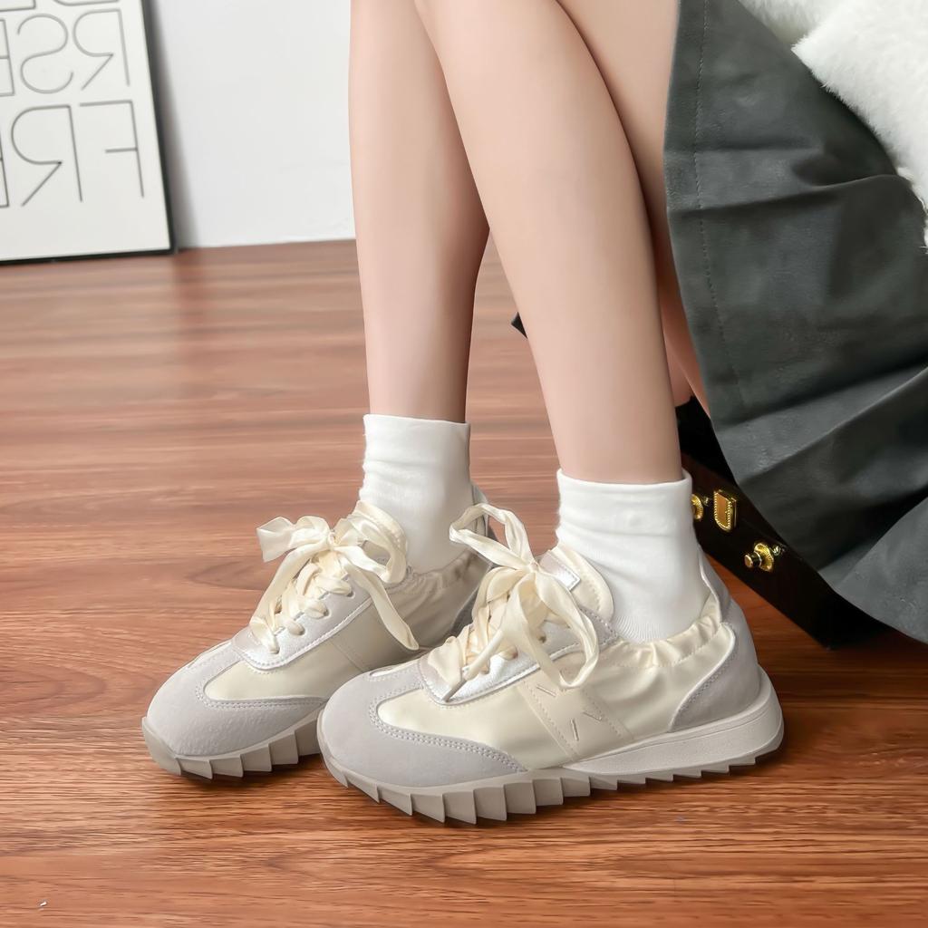 Cowhide version~ Grape mother with the same inner height increase Forrest Gump shoes lace-up flat ballet style versatile sports and leisure shoes wome
