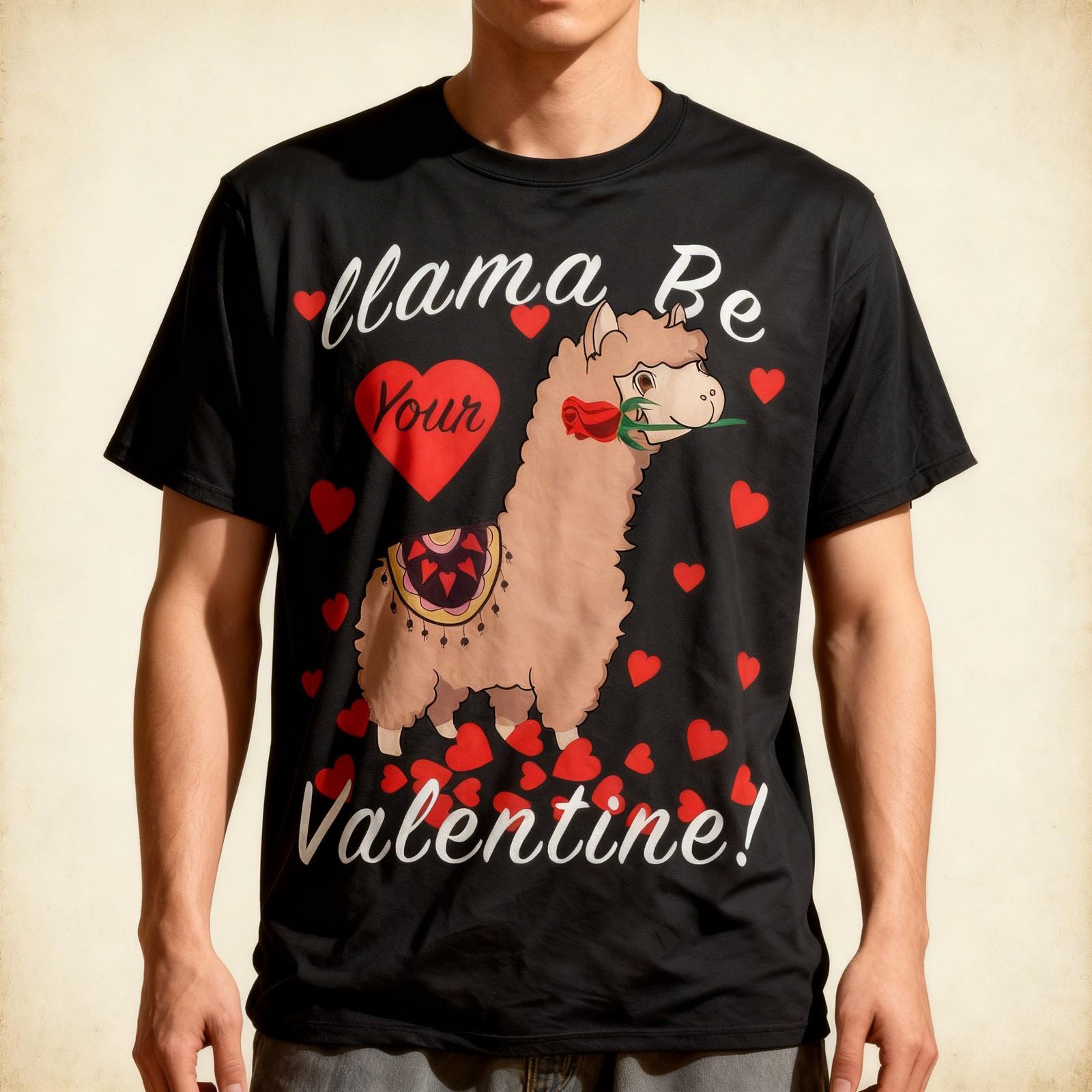 Llama Be Your Valentine Cute Llama Valentines Day Shirt T-Shirt S
