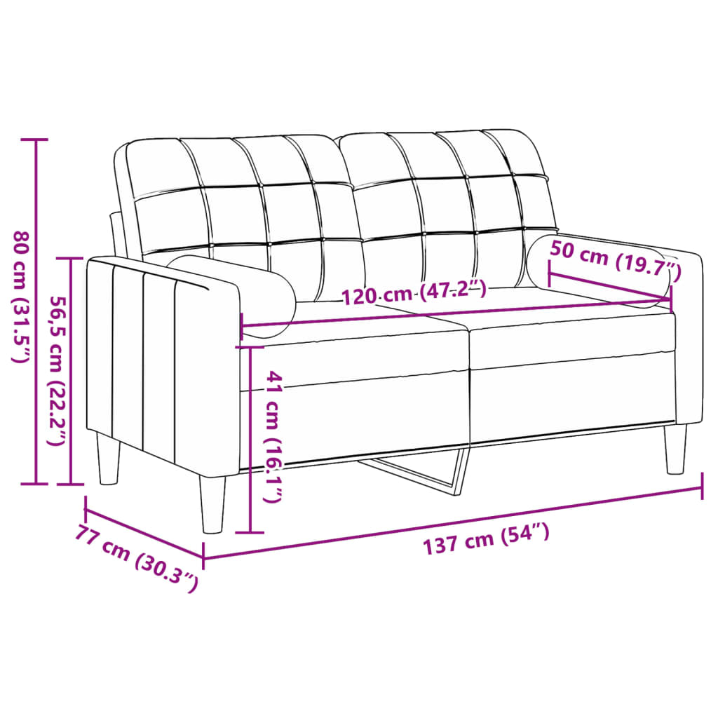Vidaxl 2-Osobowa Sofa Z Poduszkami, Ciemnoszara, 120 Cm, Aksamit