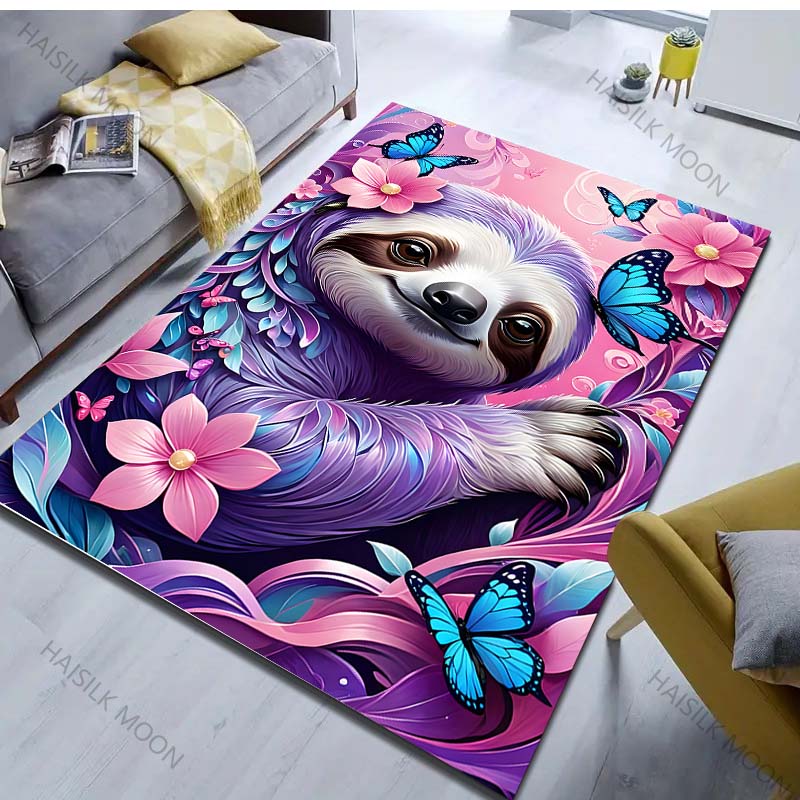 Fantasy Pink World Sloth Printed Carpet for Bedroom Living Room Bedside Sofa Floor Mat Modern Home Decor Area Rug