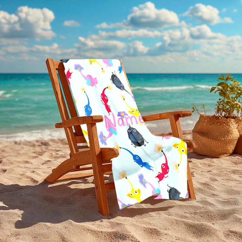 Personalized customized proof beach towel with Pikmin Pikmin pattern - soft, absorbent,quick-drying,perfect swimming,camping&bathing