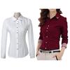 Shirt Turn-down Collar Slim Cotton Long Sleeve Collared Tops for Office