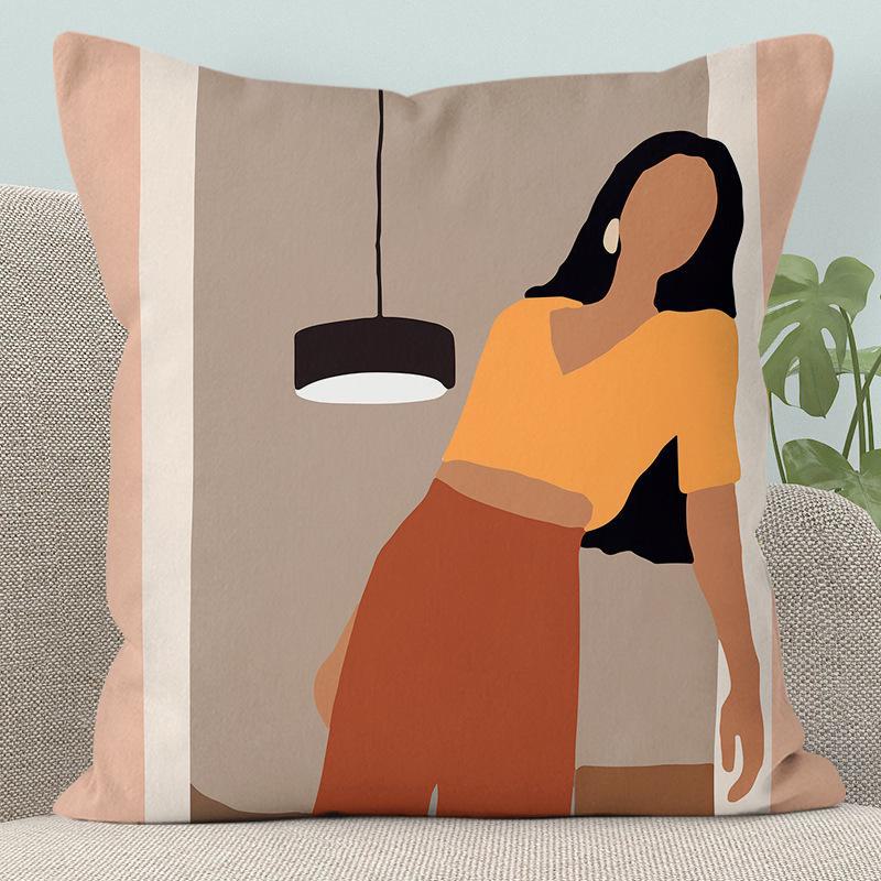 Modern Abstract Character Pillow - Removable, Washable Cushion for Sofa or Bed