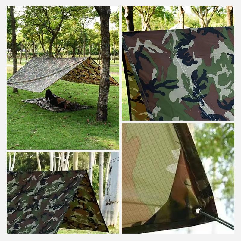 420D Thicken Camouflage Waterproof Sunshade Sail Outdoor Camping Canopy Oxford Cloth Shading Net UV Resistant Shading Cloth Multi Purpose Tarpaulin