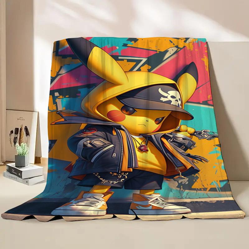 Anime Pokemon Flannel Fluffy Soft Blanket Pikachu Home Sofa Lunch Break,Throw Blanket For Kids Student Bed Blanket Nap Cover