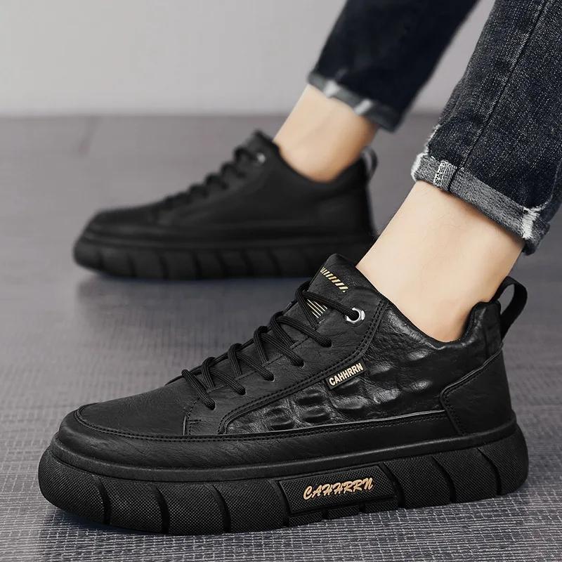 

Мужская винтажная обувь для скейтбординга с новым рисунком под крокодила, нескользящая удобная спортивная обувь на плоской подошве, повседневная обувь для отдыха на природе, банкета 39 чёрный