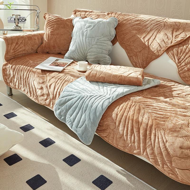 

Premium Milk Fleece Sofa Cushion Winter Thickened Seat Cushion Non-Slip Leather Sofa Cover High-End Nordic Simple Winter Model 70*70cm