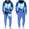 Tuta colorata con stampa 3D lupo Cool Hip Hop Streetwear Felpa con cappuccio con cerniera Tuta Uomo Donna Felpa con cappuccio casual Pantaloni da jogging