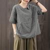 ZANZEA Women Casual V-neck Summer Short Sleeve Grid Print Blouse