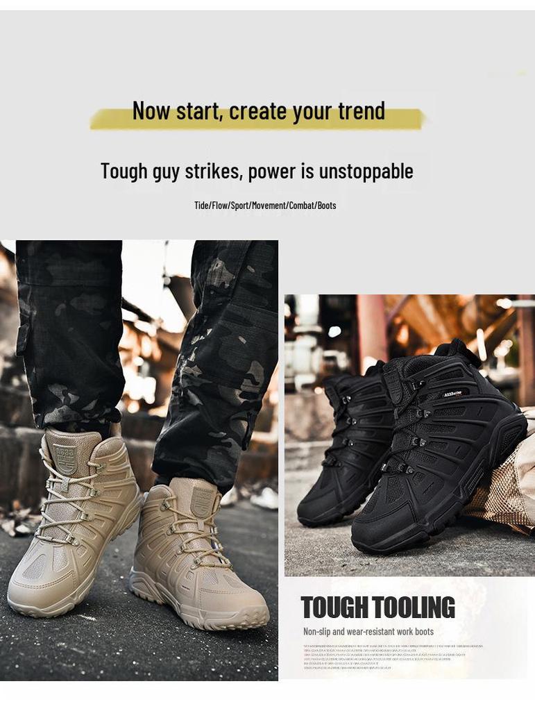 Plus Size Breathable Outdoor Military Boots - Wear-Resistant Hiking & Mountaineering Shoes