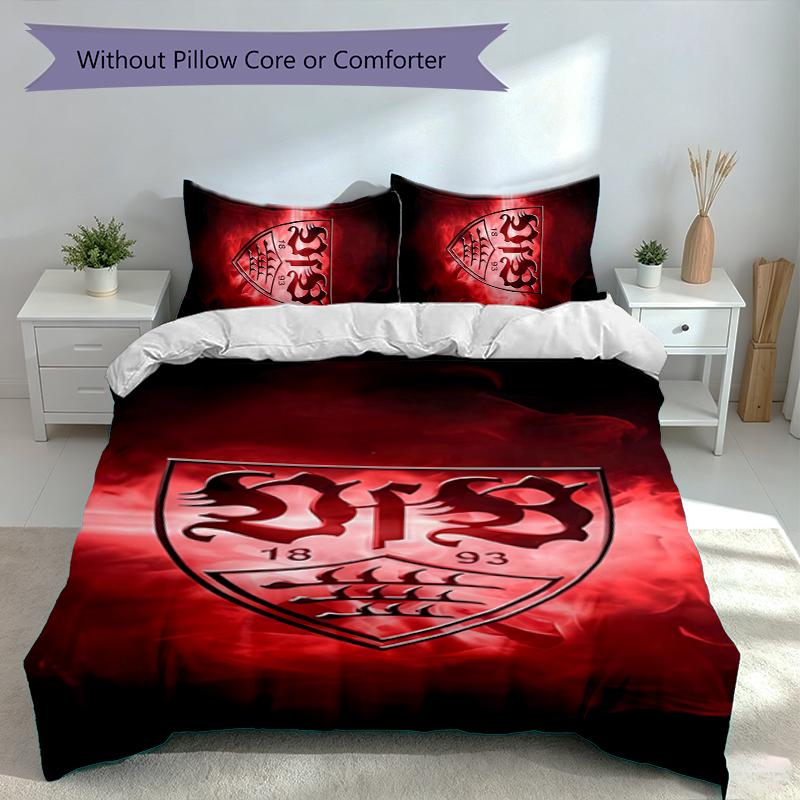 3pcs Football Club Logo Duvet Cover Set, Includes 1 Duvet Cover and 2 Pillowcases,Skin-Friendly&Comfortable Fabric,Suitable Bedding Sets