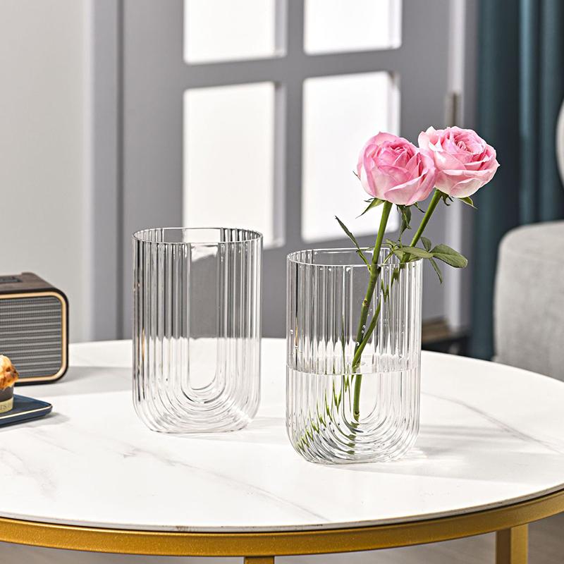 1PC Transparent Vase Decorative Ornament Flower Bucket Household Flower Pot Hydroponic Ware Imitation Glass 5 Styles
