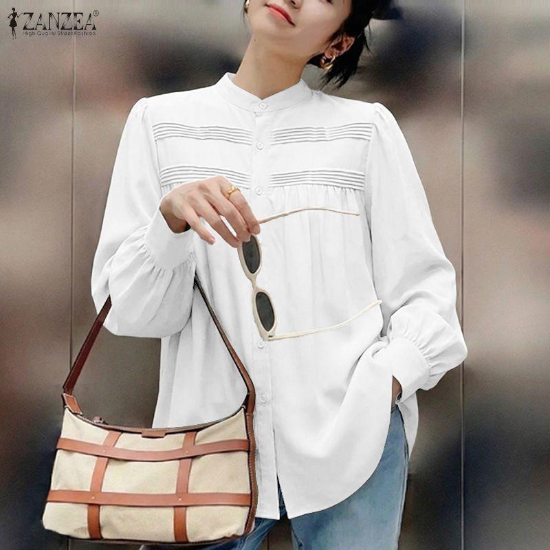 ZANZEA Dámska ležérna blúzka s dlhým rukávom s golierom