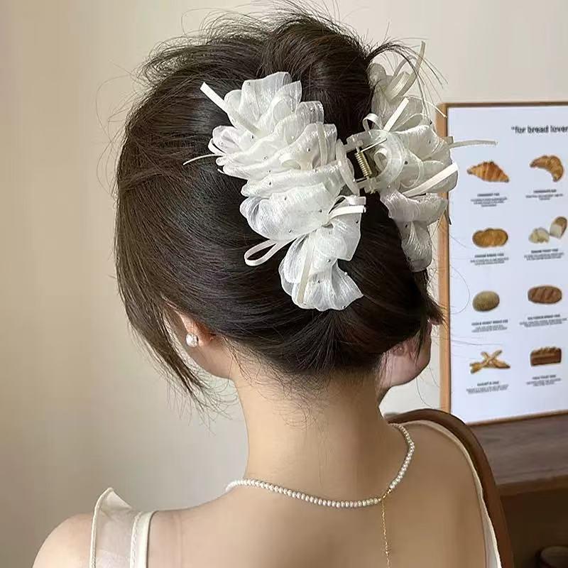 Elegant Drifting Chiffon Cloud Hair Claw For Women Girls Temperament Ponytail Clip Headwear Accessories