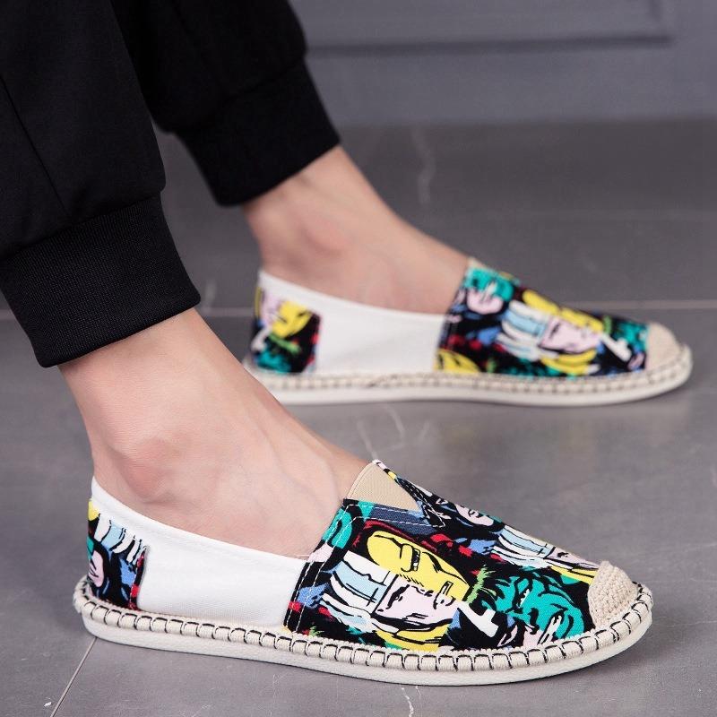 Fashion Summer Linen Breathable Casual Flats Shoes Mens Espadrilles Loafers Fashion Men Canvas Shoes Fisherman Shoe Driving Footwear