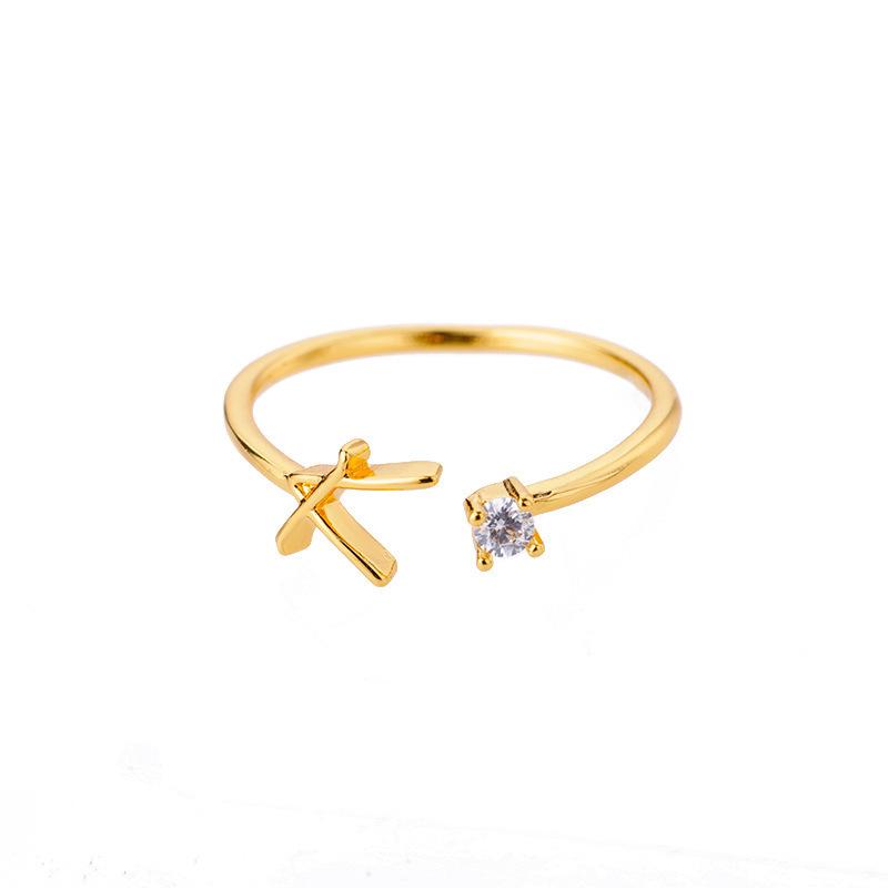 Tiny Initial Letter Rings For Women Stainless Steel A-Z Letters Adjustable Ring Female Christmas Aesthetic Jewelry