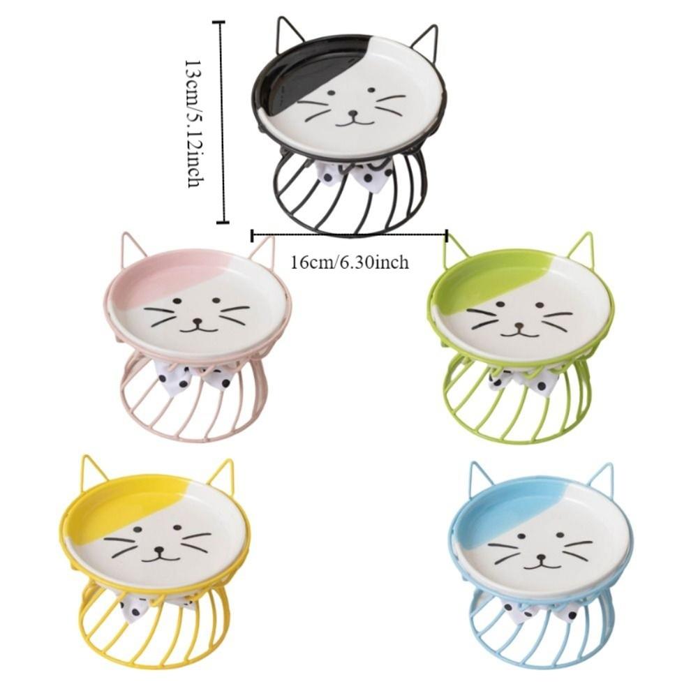 Pet Feeding Bowl With Stand Ceramic Cat Bowl Non-Slip Cartoon Dog Water Bowl Large Capacity Cat Food Bowl for Cats and Dogs