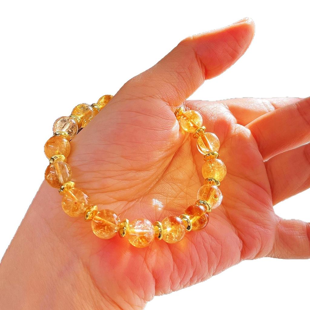 8Mm Autumn And Winter Retro Maillard High Quality Natural Citrine Bracelet Bracelet For Women