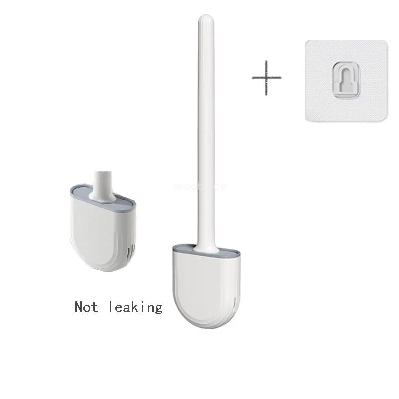 Wandhängende Toilettenbürste mit Halter, langstielige Silikon-Toilettenbürste, weiche Borsten, WC-Reinigungsbürste, Badezimmerzubehör