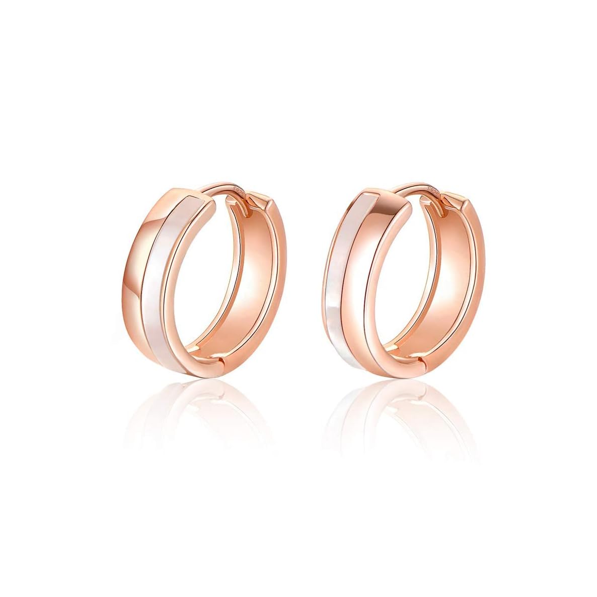 

PHNIBIRD Hoop Earrings for Women 925 Silver Hypoallergenic Rose Gold Hoop Earrings for Girls 13mm Cute Adult Pink Gold Earrings