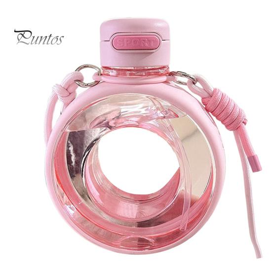 

Бутылка для воды в форме пончика с ремешком, емкость 750 мл, О-образная бутылка для воды, летний контейнер для воды в спортзале, для путешествий, занятий спортом, походов, активного отдыха на свежем воздухе розовый