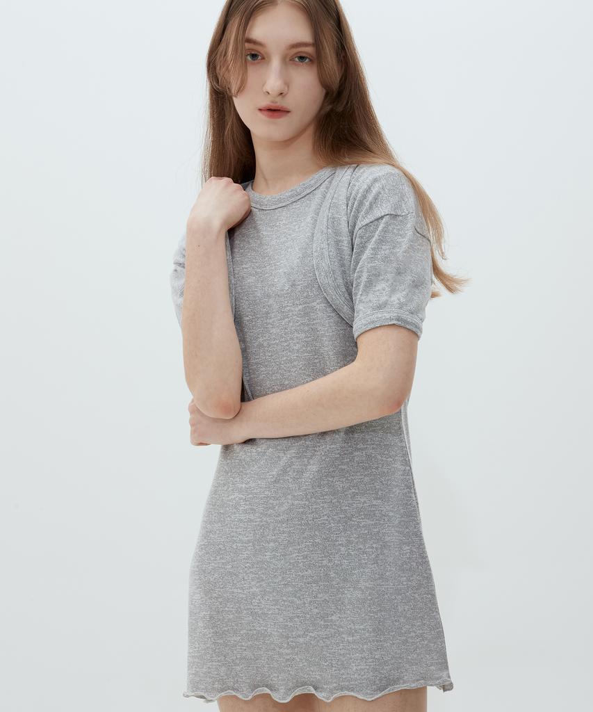 Match Glove Bolero Set Dress (Gray)