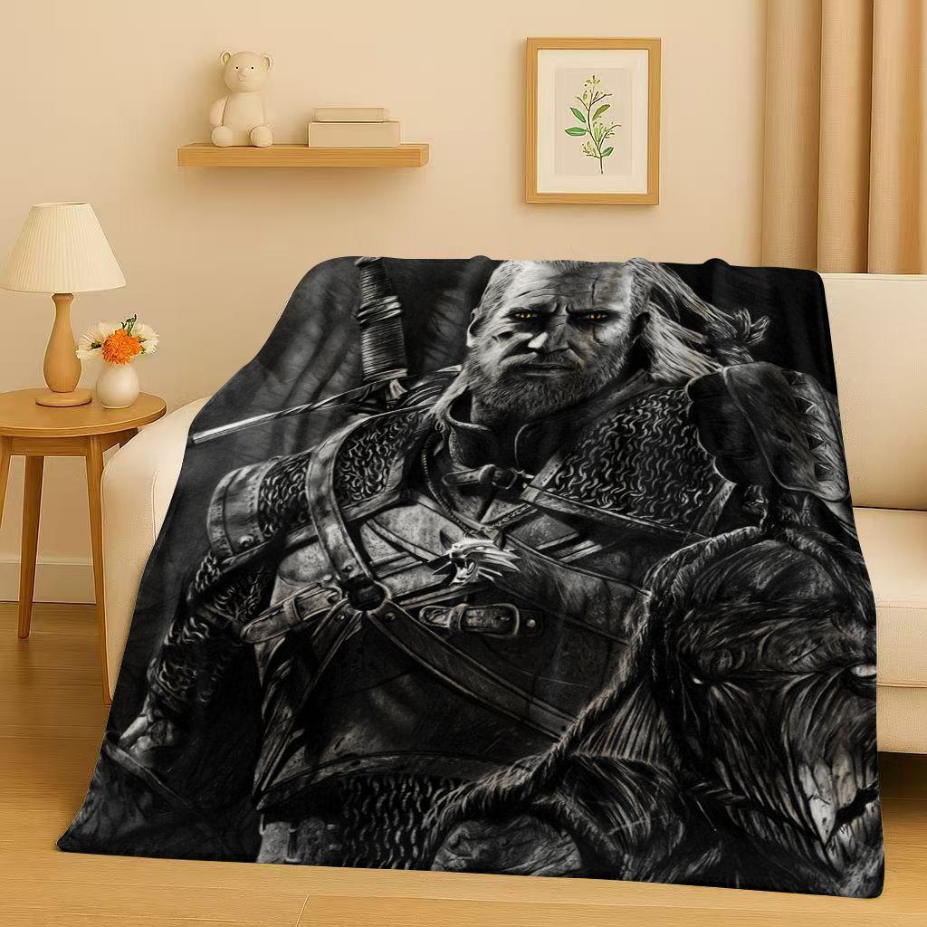 HD The W-Witcher Game Geralt Gamer Cartoon Flannel Blanket,Ultra Soft Plush Throw for Home Bedroom Bed Sofa Cover Kid Gift