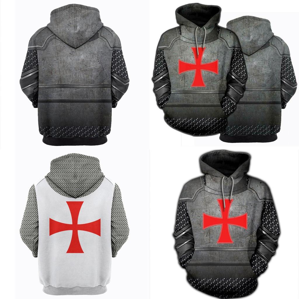 Vibrantly Designed Unisex Knights Templar Cosplay 3d Print Pullover Casual Sweater