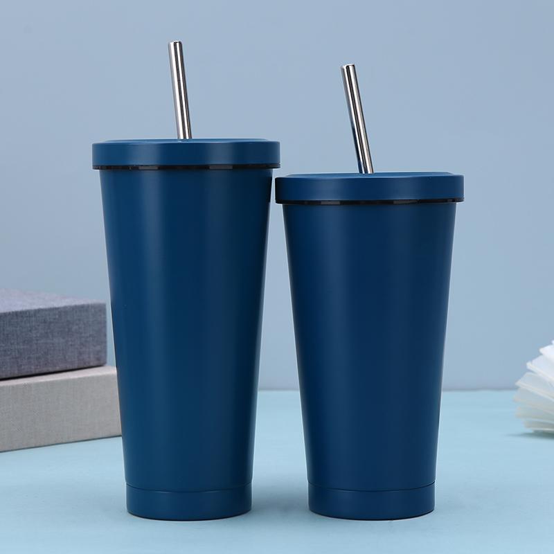 Vacuum Straw Cup with Handle – Stainless Steel Double Insulation Cup with Lid Portable Travel Mug for Outdoor Activities