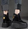 Fashion High Quality 6cm Cow Suede Genuine Leather Autumn Platform Wedge Warm Snow Ankle Boots Winter Women Plush Comfy Booties Shoes
