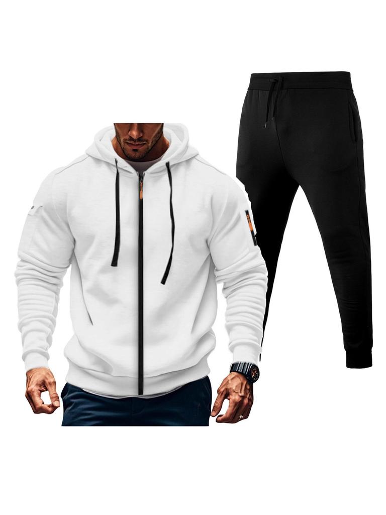 Herren 220g Kapuzenpullover mit Doppelreißverschluss und Jogginghosen-Set - Versand am selben Tag